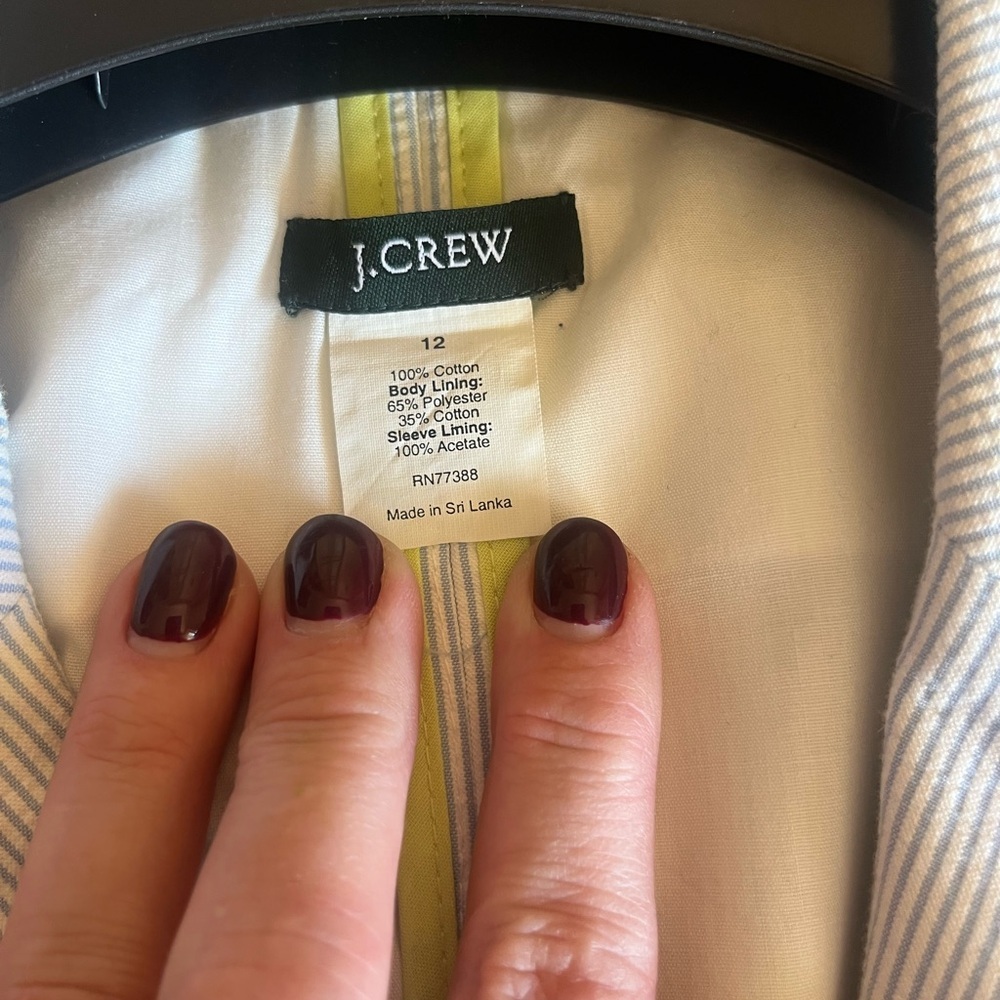 Jcrew Size 12 Blue Seersucker Blazer - Picture 6 of 9